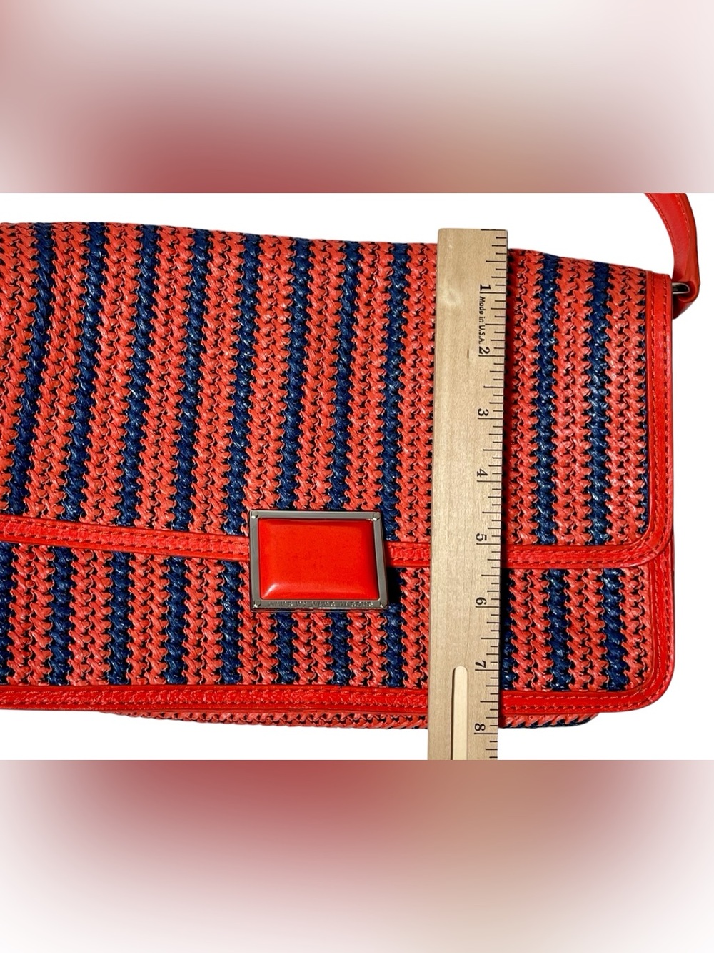 MARC BY MARC JACOBS Red & Navy Straw Shoulder Bag - Picture 7 of 10